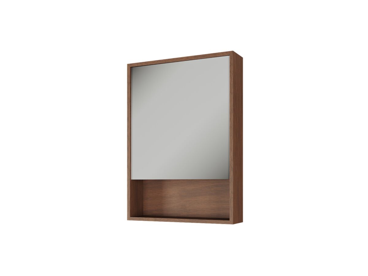 Supporting Image - Kado Aspect 600mm Mirror Cabinet One Door with Shelf - Florentine Walnut Side