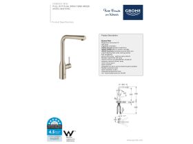 Technical Guide - Grohe Essence New Pull Out Sink Mixer Tap with Dual Spray Brushed Nickel (6 Star) Lead Free