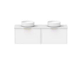Supporting Image - Kado Lux Slim All Drawer 1500mm Wall Hung Vanity with Double Basin Durasein 12mm Top Matte White