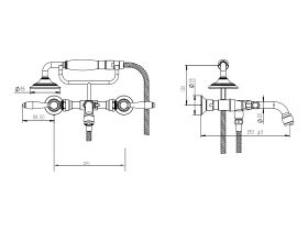 Milli Voir Wall Mounted Telephone Bath Set Lever with Porcelain Handles (3 Star)