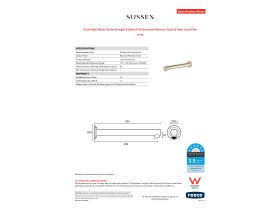 Specification Sheet - Scala Wall Basin Outlet Straight 250mm PVD Brushed Platinum Gold (6 Star) Lead Free