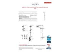 Specification Sheet - Sussex Pure Twin Rail Shower with Top Rail Water Inlet Brushed Nickel (3 Star)