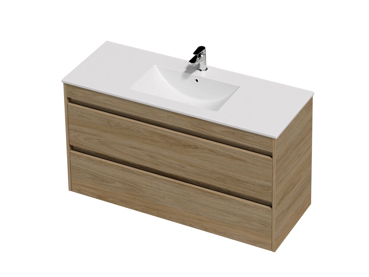Posh Domaine Twin 1200 2 Drawer Wall Hung Colour Console Top Gloss White