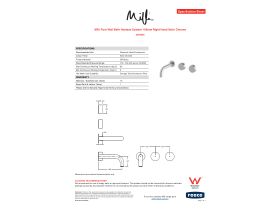 Specification Sheet - Milli Pure Wall Bath Hostess System 160mm Right Hand Satin Chrome