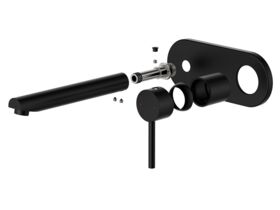 Supporting Image - Posh Bristol Pin Basin / Bath Wall Mixer Tap Set Matte Black (5 Star) Lead Free