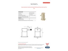 Specification Sheet - Sussex Scala Nova Top Mount Hob Mixer PVD Brushed Platinum Gold Lead Free