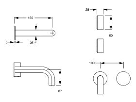 Sussex Pure Progressive Wall Basin Mixer Tap System 160mm (3 Star)
