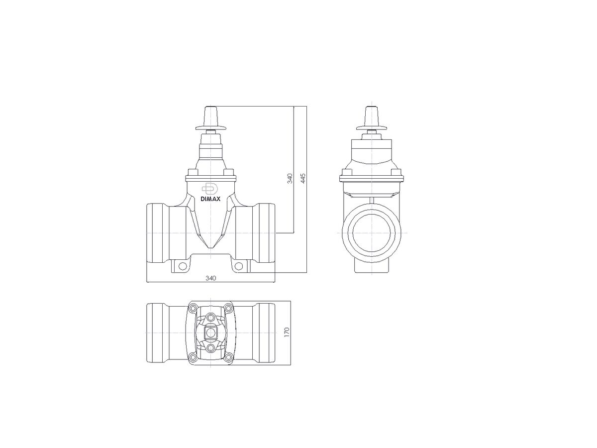 Line Drawing - 100 DIMAX SOC PN16 RS GATE VALVE