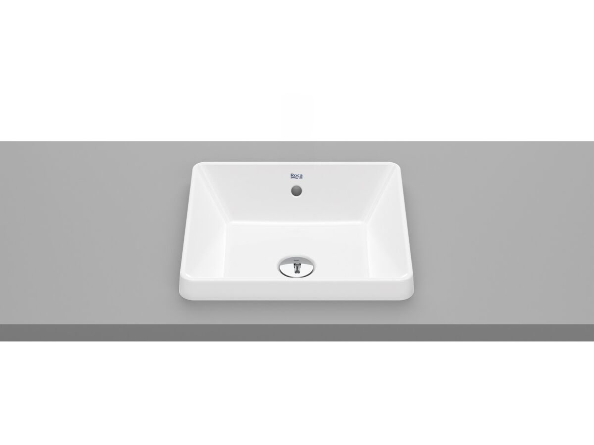 Roca The Gap Square Semi Inset Basin 390mm x 370mm With Overflow White