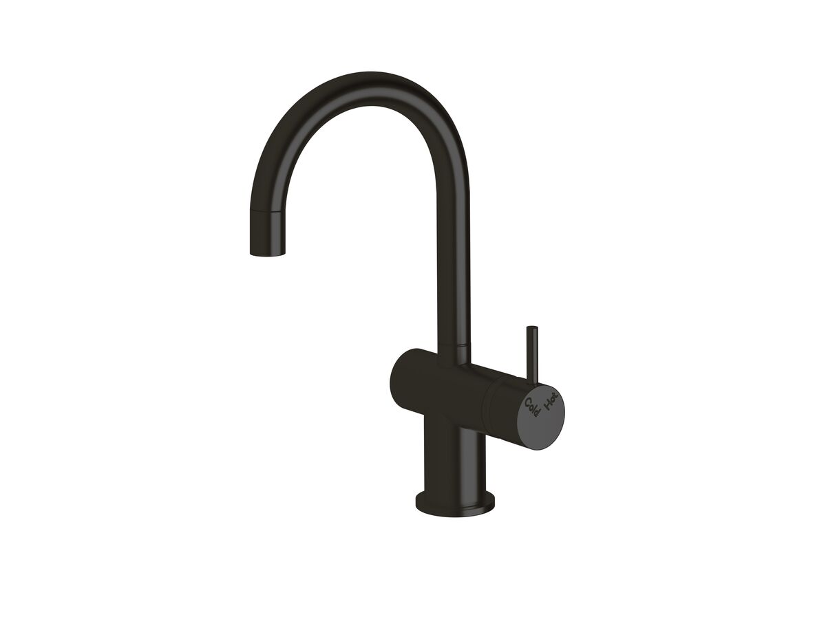 Sussex Scala Mini Basin / Sink Mixer Tap Small Curved Right Hand LUX PVD Matte Opium Black (5 Star)
