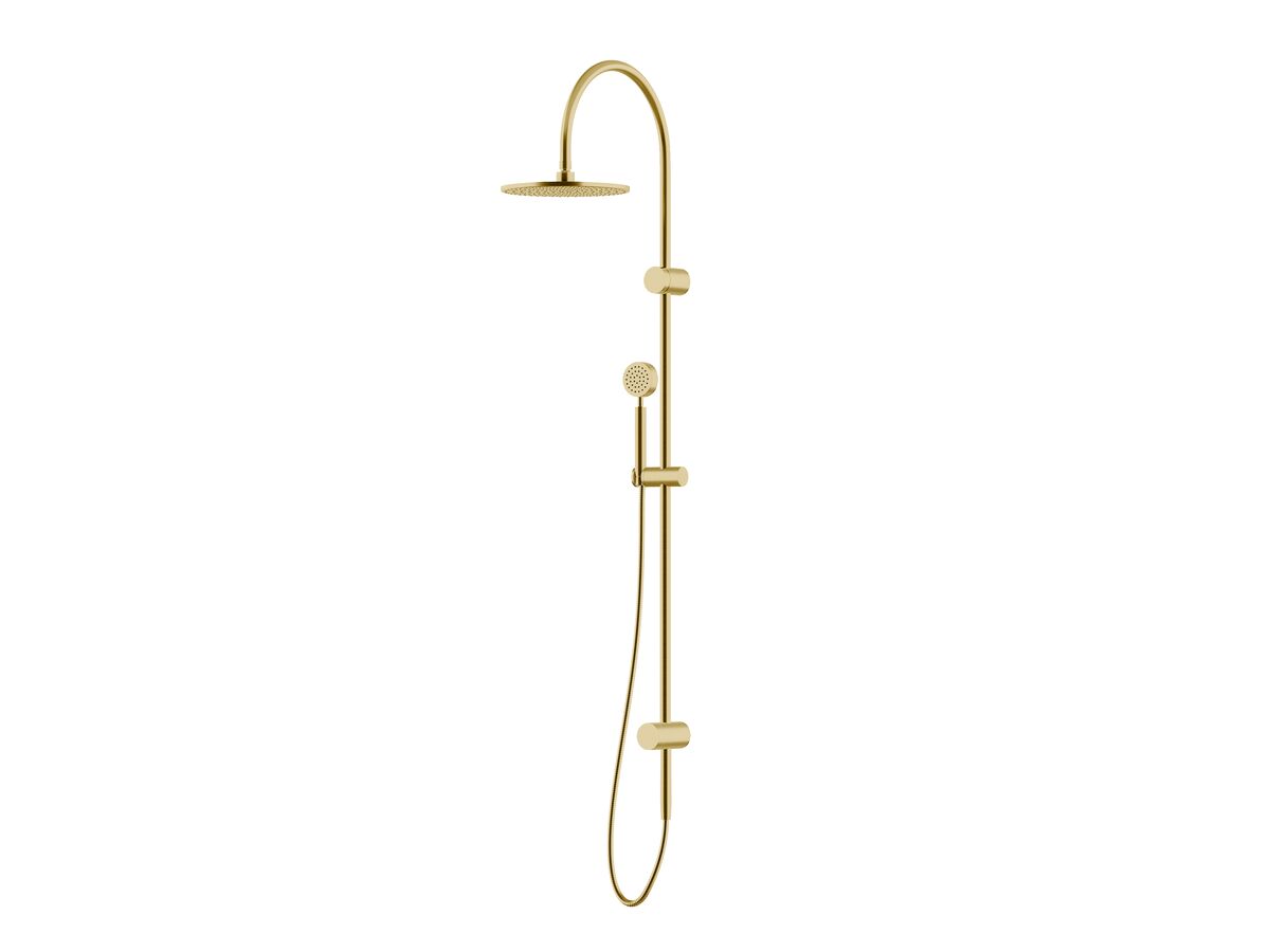 Sussex Pure Twin Rail Shower 250mm Curved with Top or Bottom Rail Water Inlet PVD Brushed Gold (3 Star)