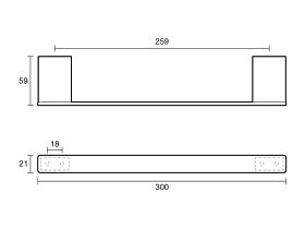 Technical Drawing - Mizu Bloc Single Towel Rail 300mm