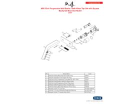Component Listing - Milli Etch Progressive Wall Basin / Bath Mixer Tap Set with Square Backplate Brushed Gold