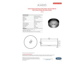 Specification Sheet - Kado Aspect Stainless Steel Basin Round 400mm with Plug & Waste Brushed Nickel