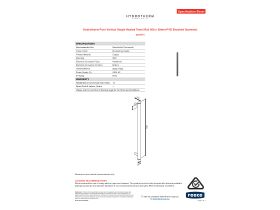 Specification Sheet - Hydrotherm Pure Vertical Single Heated Towel Rail 900 x 38mm PVD Brushed Gunmetal