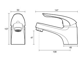 Technical Drawing - Posh Bristol Mk2 Basin Mixer Tap All Pressure Chrome (4 Star Mains Pressure, 3 Star Low Pressure) Lead Free