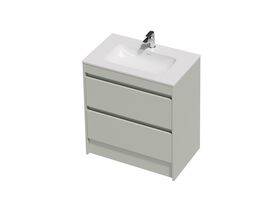 Hero - Posh Domaine Twin 750 2 Drawer Floor Standing Vanity Colour Console Top Gloss White Mineral Cast