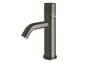 Sussex Pure Basin Mixer Tap Curved Spout with Diamond Textured Handle Brushed Gunmetal (5 Star)