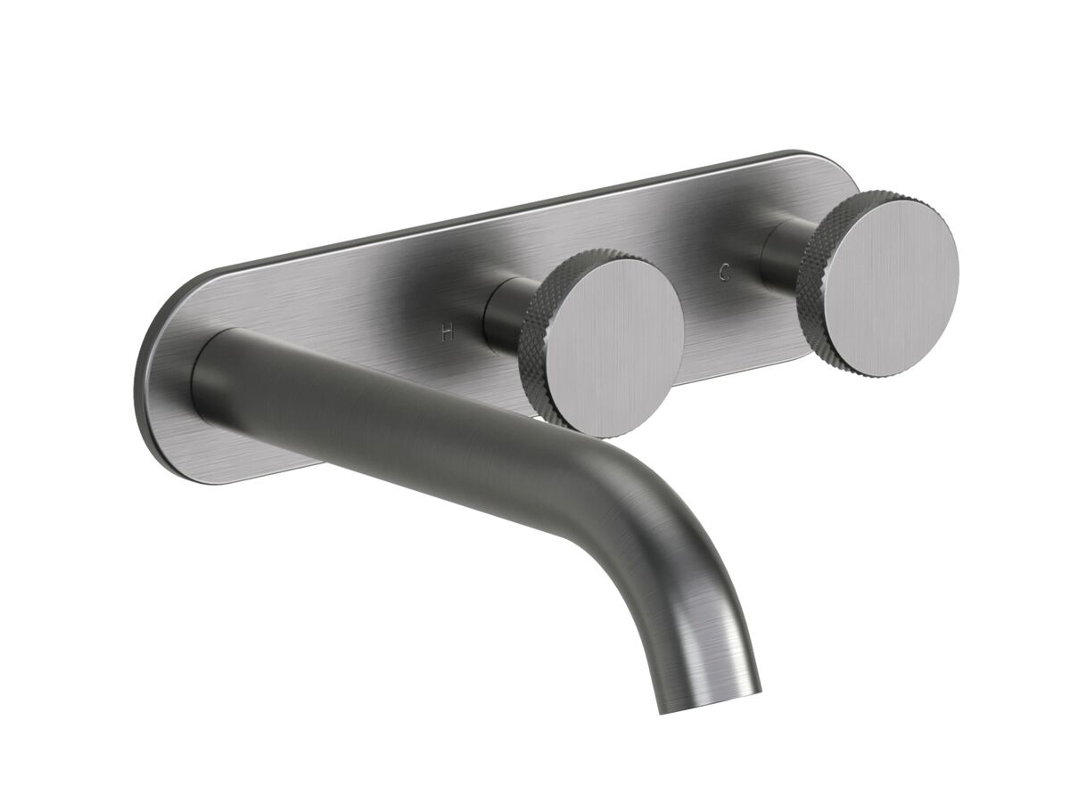 Hero - Faucet Strommen Vara Disc Wall Basin / Bath Hostess Tap System Right Hand 150mm Kit Brushed Graphite (6 Star) Lead Free