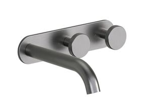 Hero - Faucet Strommen Vara Disc Wall Basin / Bath Hostess Tap System Right Hand 150mm Kit Brushed Graphite (6 Star) Lead Free