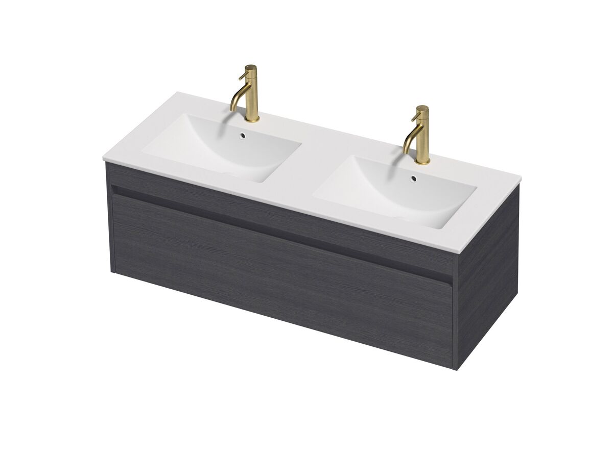 Posh Domaine Single 1200 Double Bowl 1 Drawer Wall Hung Colour Console Top Matte White