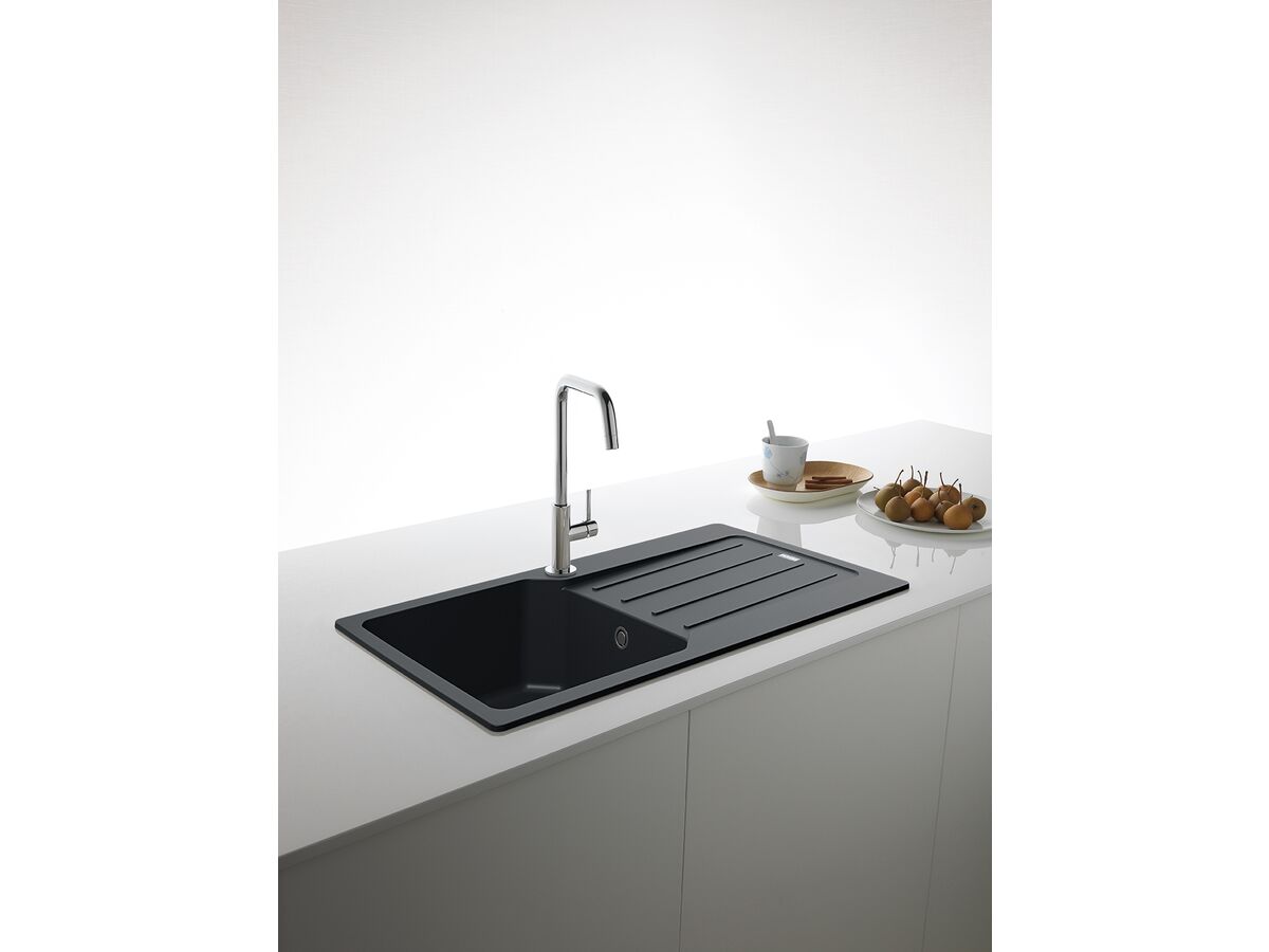 Franke Urban City UCG611-100 Granite Single Bowl Inset Sink with Drainer Onyx