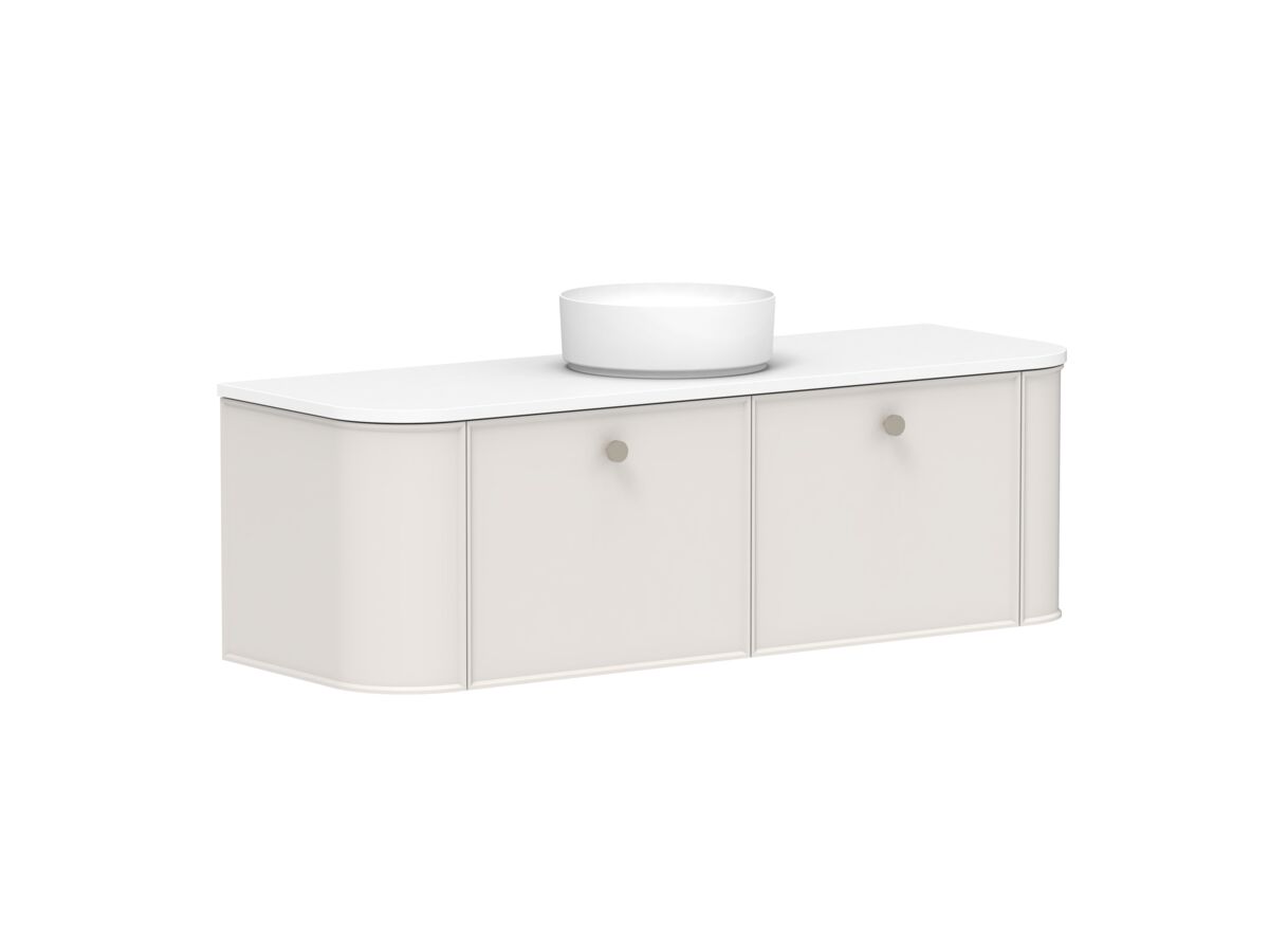 Supporting Image 2 - Kado Era Double Curve All Drawer 1500mm Wall Hung Vanity with Centre Basin 20mm Top Feather Grey
