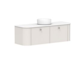 Supporting Image 2 - Kado Era Double Curve All Drawer 1500mm Wall Hung Vanity with Centre Basin 20mm Top Feather Grey