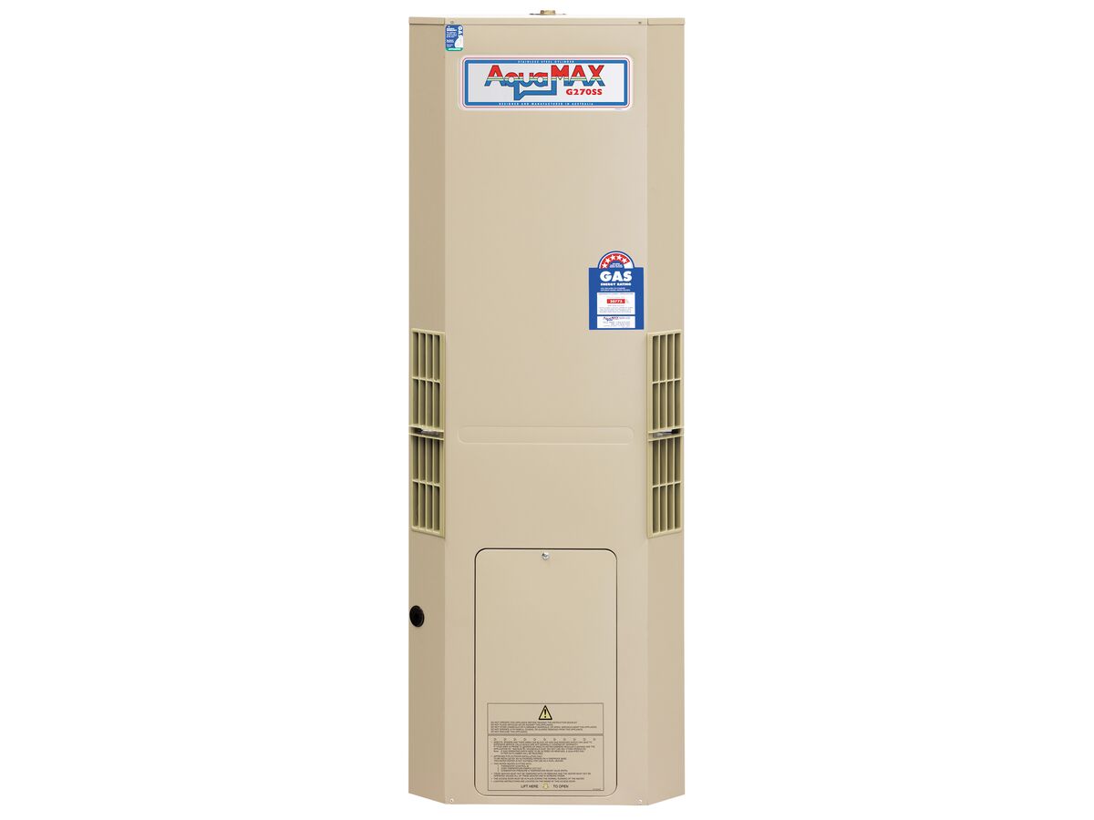 Aquamax 270 5 Star 130L Natural Gas Stainless Steel Hot Water System