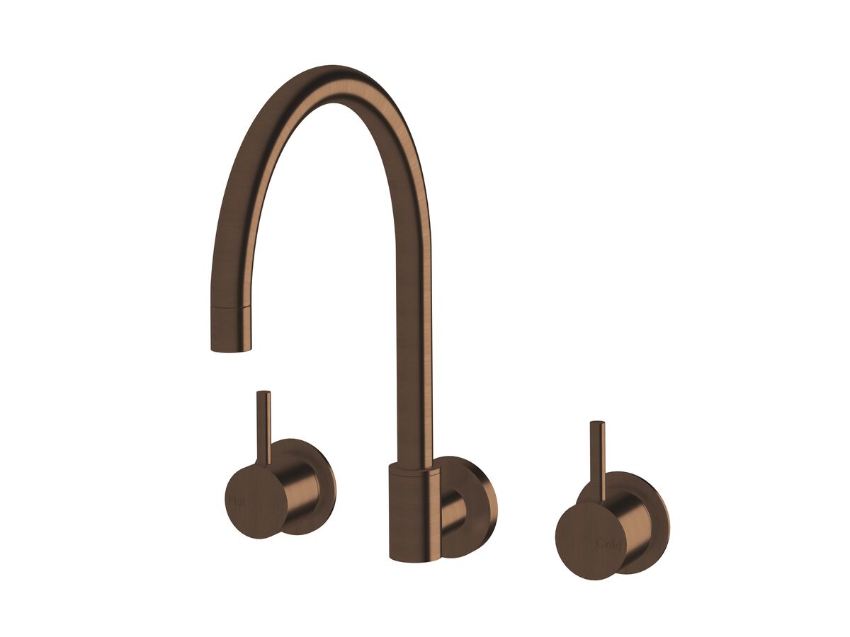 Hero - Sussex Scala Wall Sink Set Curved LUX PVD Brushed Rare Bronze (3 Star)