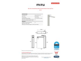 Specification Sheet - Mizu Bloc Extended Basin Mixer Brushed Nickel (6 Star) Lead Free