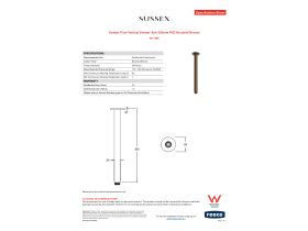 Specification Sheet - Sussex Pure Vertical Shower Arm 300mm PVD Brushed Bronze