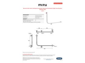 Specification Sheet - Mizu Drift 935 x 600 x 90 Degree Accessible Toilet Grab Rail Modular Right Hand Brushed Stainless Steel