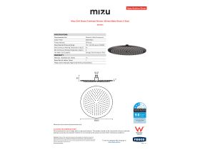 Specification Sheet - Mizu Drift Brass Overhead Shower 300mm Matte Black (3 Star)