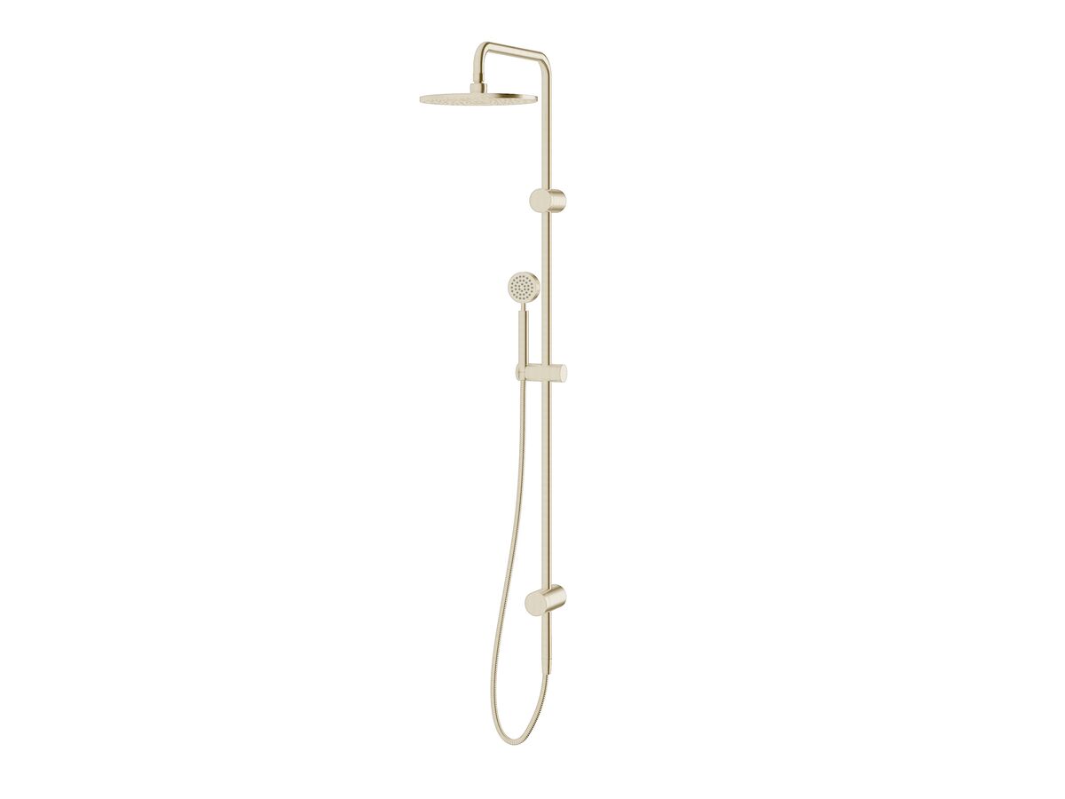 Sussex Pure Twin Rail Shower with Top Rail Water Inlet PVD Brushed Platinum Gold (3 Star)