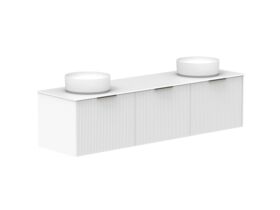 Supporting Image 2- Kado Neue Fluted Square All Drawer 1800mm Wall Hung Vanity with Double Basin Durasein 12mm Top Ultra White