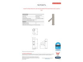 Specification Sheet - Sussex Pure Basin Mixer with Linear Textured Handles PVD Brushed Nickel (6 Star) Lead Free