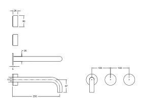 Sussex Pure Wall Basin Hostess System 250mm (3 Star)