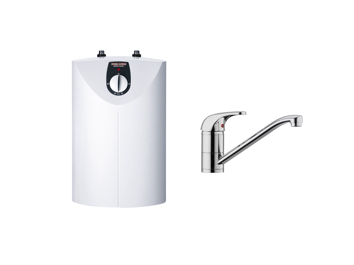 STIEBEL ELTRON SNU 10 + MES Mixer - Open Vented Compact Storage Water Heater