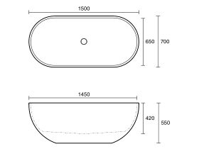 Omvivo Villa Freestanding Bath 1500mm x 700mm