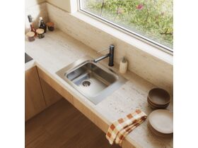 In Situ - Posh Solus Care Single Bowl Sink No Taphole with Overflow Stainless Steel