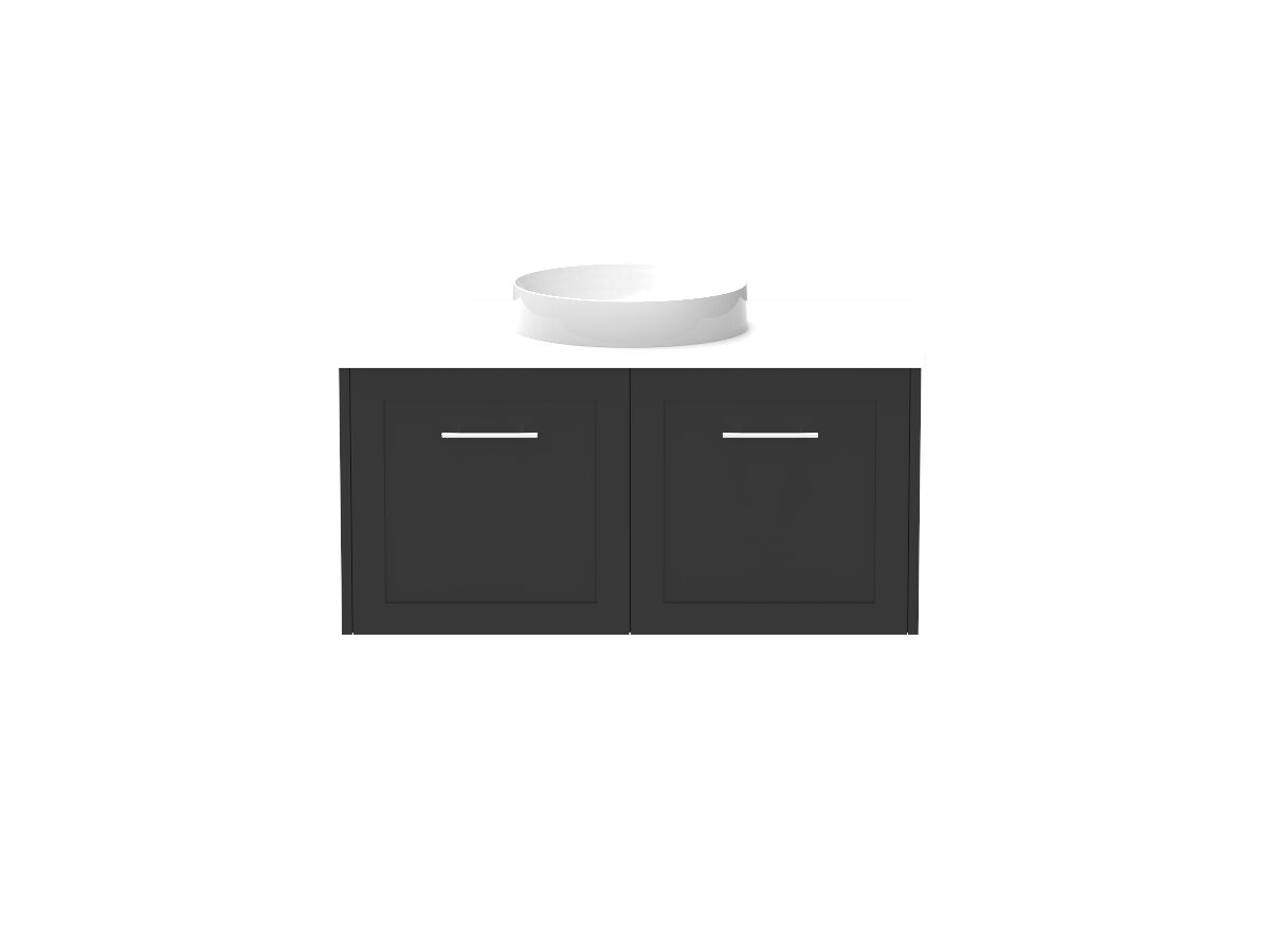 Supporting Image - Kado Lux All Door 900mm Wall Hung Vanity Centre Basin 20mm - Black - Front