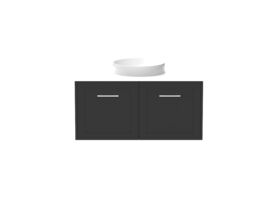 Supporting Image - Kado Lux All Door 900mm Wall Hung Vanity Centre Basin 20mm - Black - Front