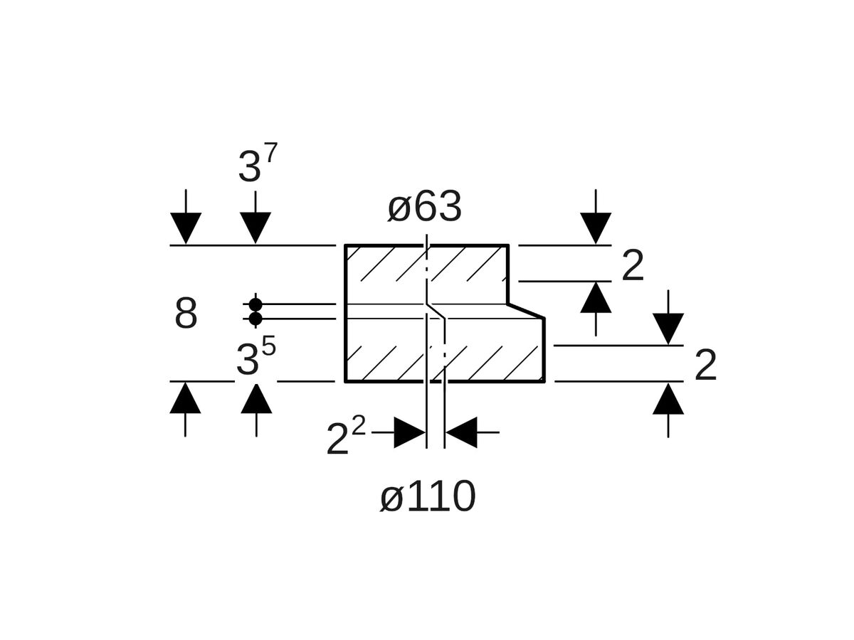 Geberit Short Eccentric Reducer 110mm x 63mm
