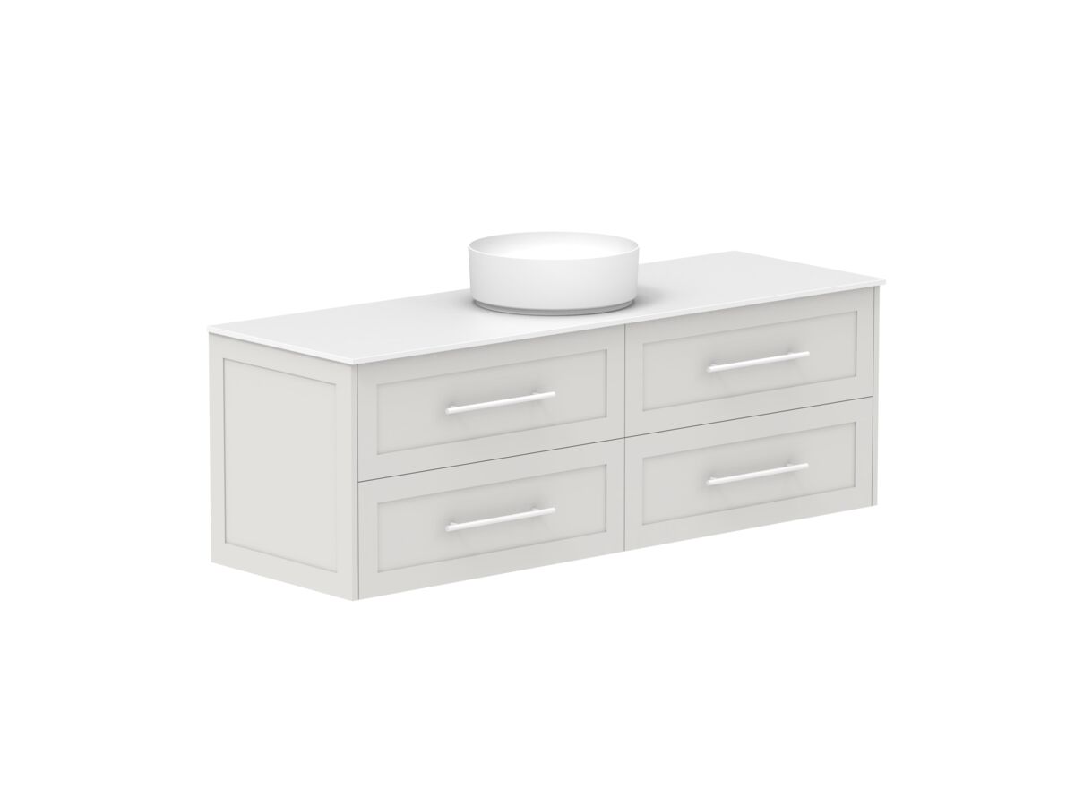 Supporting Image - Kado Lux 1500mm All Drawer Wall Hung Vanity Unit 4 Drawers Centre Bowl Vanity 12mm Durasein Top