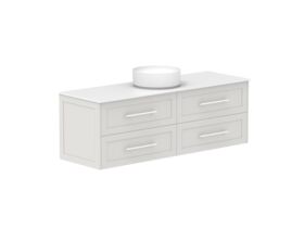 Supporting Image - Kado Lux 1500mm All Drawer Wall Hung Vanity Unit 4 Drawers Centre Bowl Vanity 12mm Durasein Top
