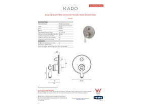 Specification Sheet - Kado Era Shower Mixer with Diverter Porcelain Handle Brushed Nickel