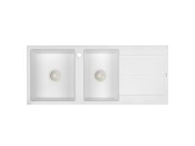 Hero - Memo Freya 1 3/4 Sink 1 Taphole Left Hand Bowl with Drainer Granite White
