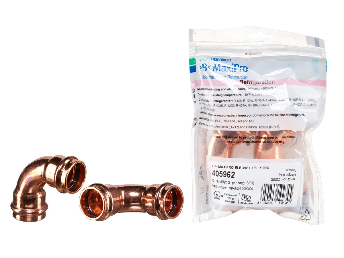 >B< Maxipro Elbow 90 Degree x 1 1/8" Bag of 2