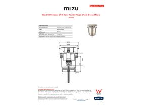 Specification Sheet - Mizu Drift Universal DN40 Dome Pop Up Plug & Waste Brushed Nickel
